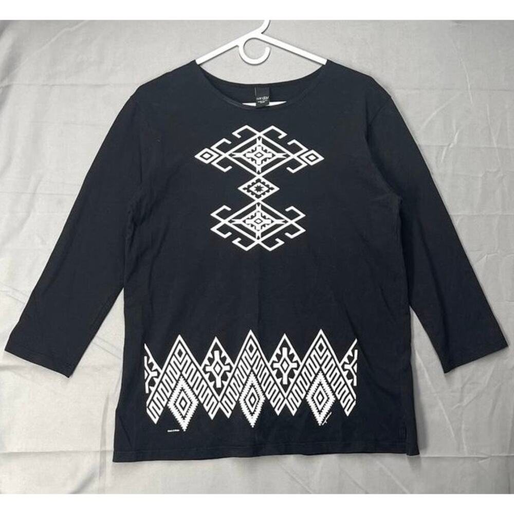 Sabaku Artwear Almost Hidden Black Quarter Sleeves Geometric Sz S Fedtival Aztec